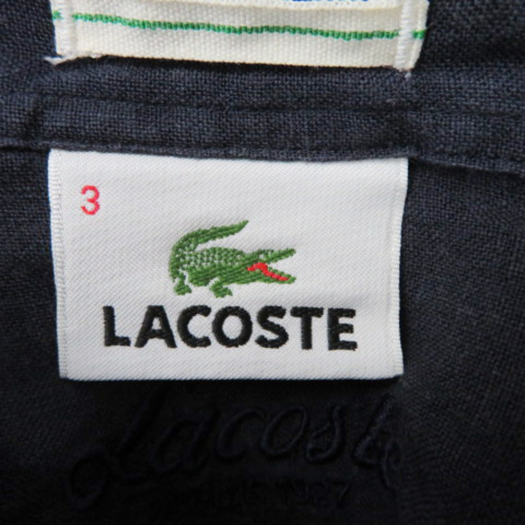 LACOSTE(ラコステ)のラコステ カジュアルシャツ 半袖 ボタンダウン ロゴ刺繡 リネン 3 M 紺 メンズのトップス(シャツ)の商品写真