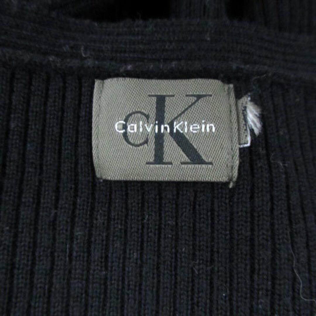 ck Calvin Klein(シーケーカルバンクライン)のシーケーカルバンクライン リブニット カットソー Vネック 長袖 ウール 黒 レディースのトップス(ニット/セーター)の商品写真