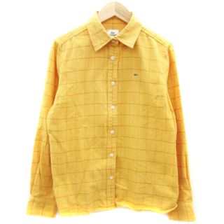 ラコステ(LACOSTE)のラコステ カジュアルシャツ 長袖 グラフチェック柄 42 XL イエロー 赤(シャツ/ブラウス(長袖/七分))