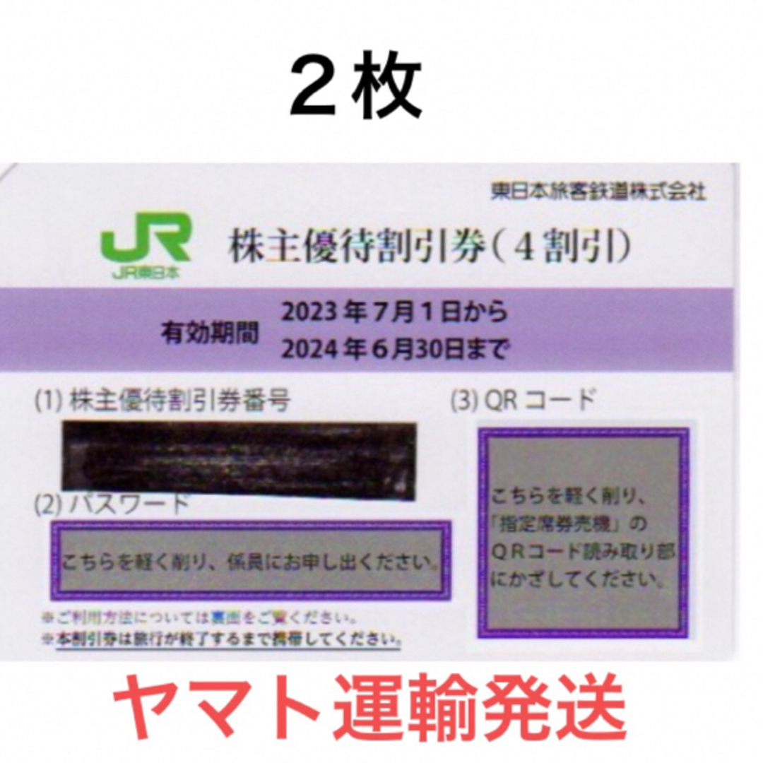 JR(ジェイアール)の2枚🚅JR東日本株主優待割引券🚅No.Q1 チケットの乗車券/交通券(鉄道乗車券)の商品写真