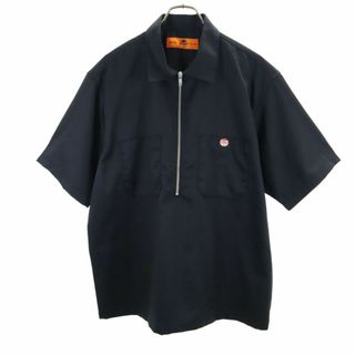 レッドキャップ(RED KAP)のレッドキャップ 半袖 ハーフジップ ワークシャツ M ブラック RED KAP プルオーバー メンズ 古着 【240427】(シャツ)