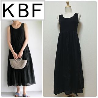 KBF - KBF ギャザータンクマキシワンピース　ブラック