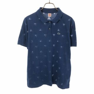 ラコステライブ(LACOSTE L!VE)のラコステライブ 総柄 半袖 ポロシャツ S ブルー系 LACOSTE L!VE ロゴワッペン レディース 古着 【240427】 メール便可(ポロシャツ)