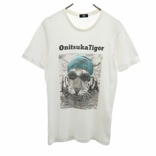 オニツカタイガー(Onitsuka Tiger)のオニツカタイガー 半袖 Tシャツ M ホワイト ONITSUKA TIGER メンズ 古着 【240427】 メール便可(Tシャツ/カットソー(半袖/袖なし))