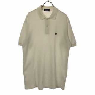 フレッドペリー(FRED PERRY)のフレッドペリー 日本製 ロゴ刺繍 半袖 メッシュ ポロシャツ M ホワイト FRED PERRY 鹿の子地 メンズ 古着 【240427】(ポロシャツ)