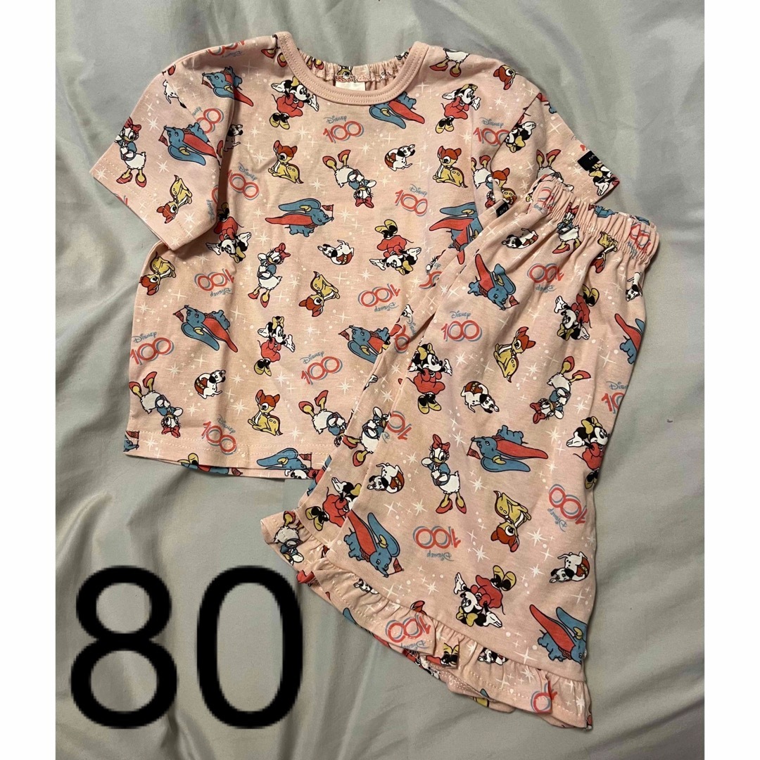 Disney(ディズニー)のミッキー　ディズニー　ミニー　パジャマ　80 ピンク　ダンボ　バンビ キッズ/ベビー/マタニティのベビー服(~85cm)(パジャマ)の商品写真