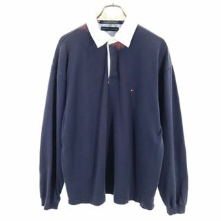 トミーヒルフィガー(TOMMY HILFIGER)のトミーヒルフィガー 長袖 ポロシャツ M ネイビー TOMMY HILFIGER メンズ 古着 【240427】(ポロシャツ)