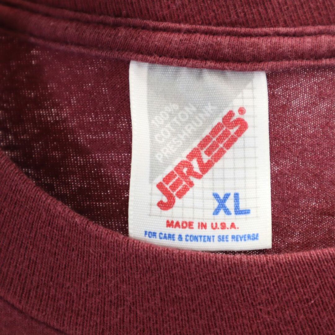 JERZEES(ジャージーズ)のジャージーズ 90s USA製 オールド 半袖 Tシャツ XL ボルドー JERZEES メンズ 古着 【240427】 メール便可 メンズのトップス(Tシャツ/カットソー(半袖/袖なし))の商品写真