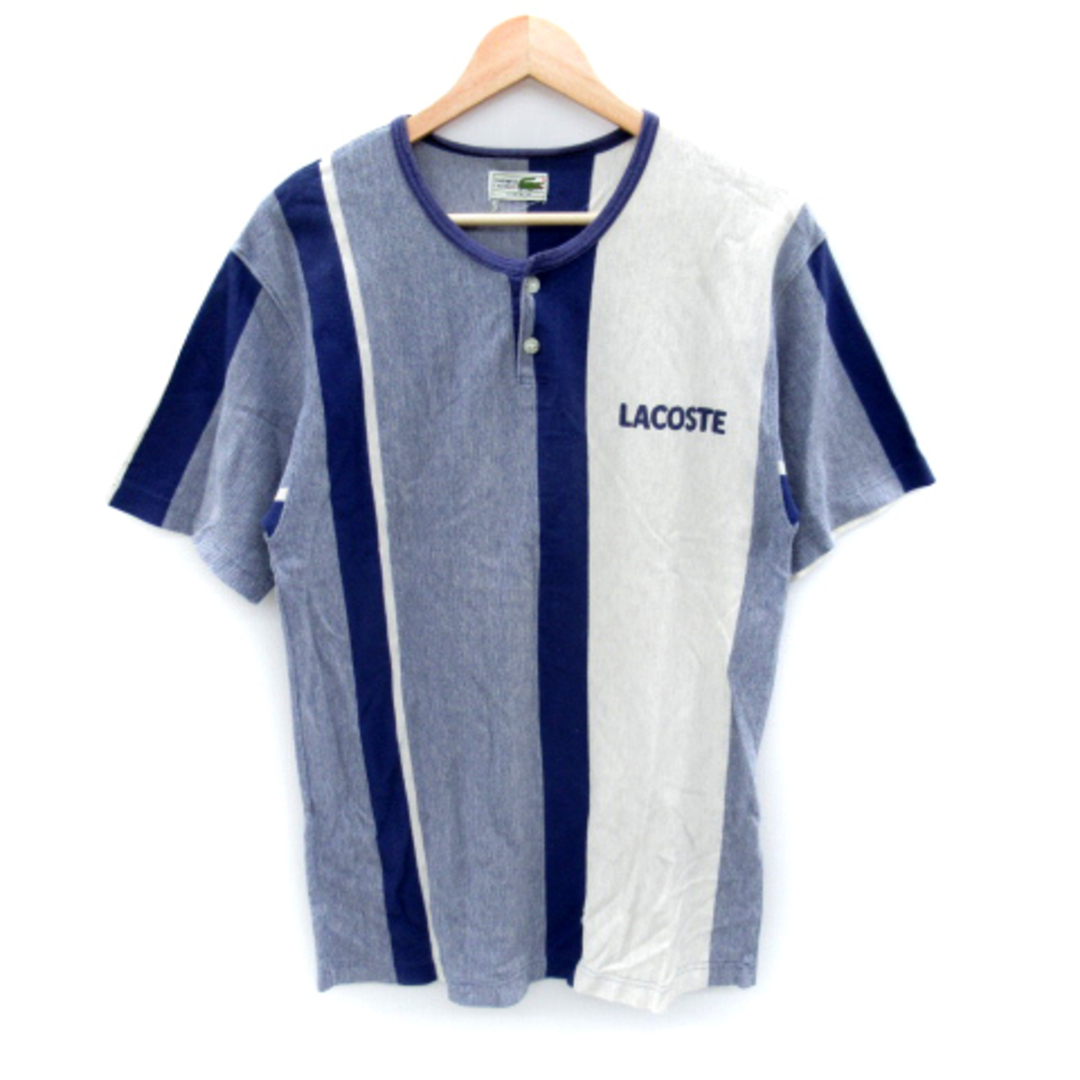 LACOSTE(ラコステ)のラコステ ルームウエア カットソー 半袖 ヘンリーネック ストライプ柄 MA 紺 メンズのメンズ その他(その他)の商品写真