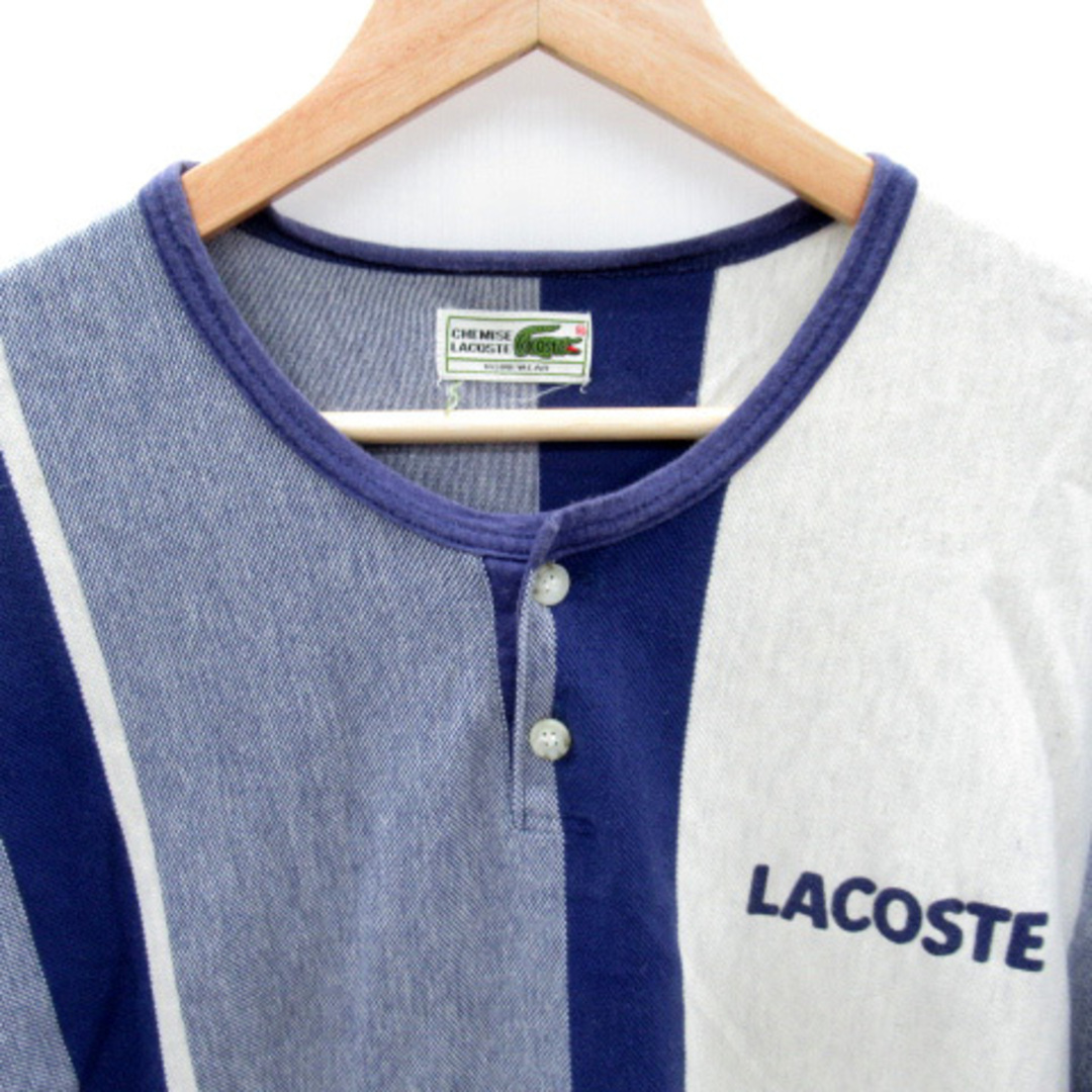 LACOSTE(ラコステ)のラコステ ルームウエア カットソー 半袖 ヘンリーネック ストライプ柄 MA 紺 メンズのメンズ その他(その他)の商品写真