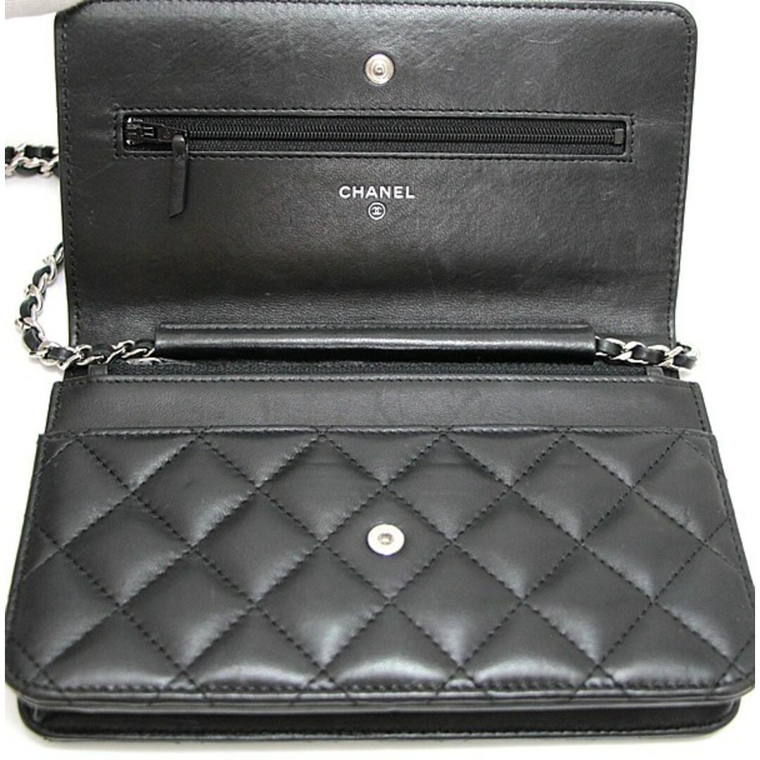 CHANEL(シャネル)のシャネル CHANEL マトラッセ チェーンウォレット ラム 黒 G金具 【64930】 レディースのファッション小物(財布)の商品写真