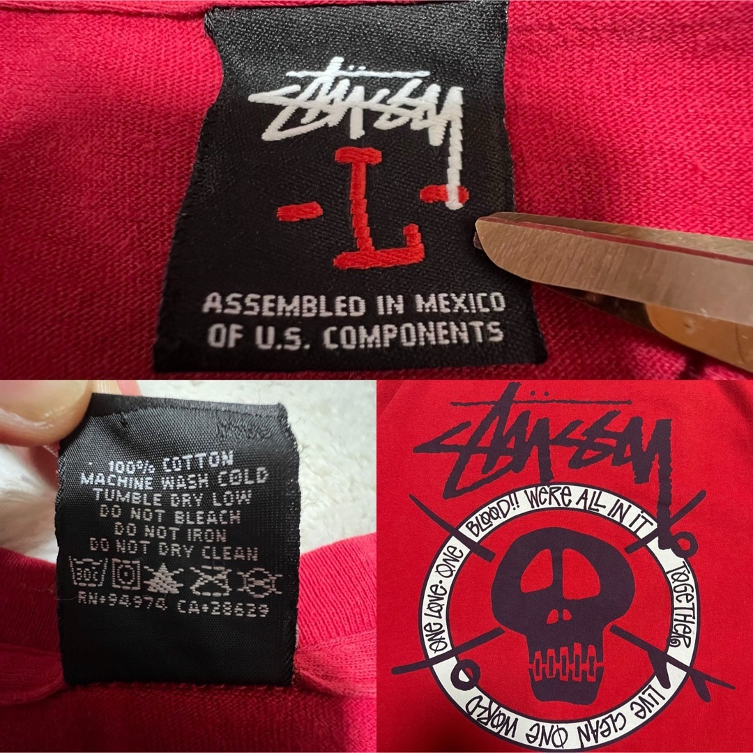 STUSSY(ステューシー)のメキシコ製　STUSSY ステューシー　スカル　スケボー　サーフボード　サイズL メンズのトップス(Tシャツ/カットソー(半袖/袖なし))の商品写真