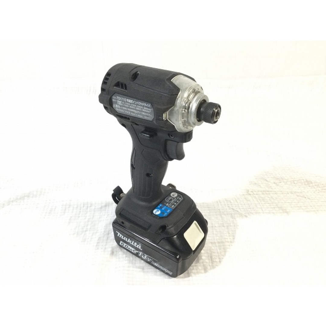 Makita(マキタ)の☆中古品☆makita マキタ 18V 充電式インパクトドライバー TD171D 黒/ブラック バッテリー2個(18V6.0Ah) 充電器付 89661 自動車/バイクのバイク(工具)の商品写真