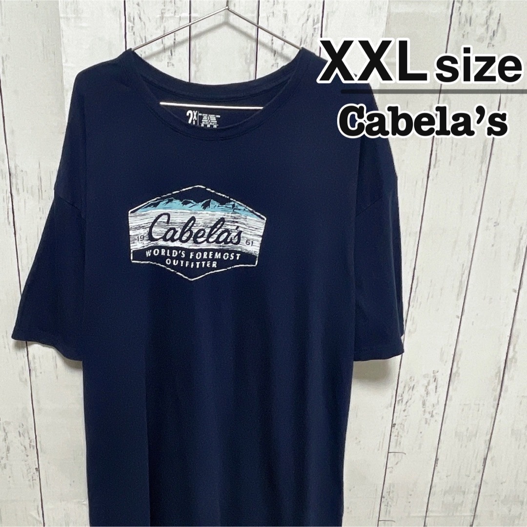 Cabela’s　Tシャツ　2XL　ネイビー　紺　プリント　ロゴ　USA古着 メンズのトップス(Tシャツ/カットソー(半袖/袖なし))の商品写真