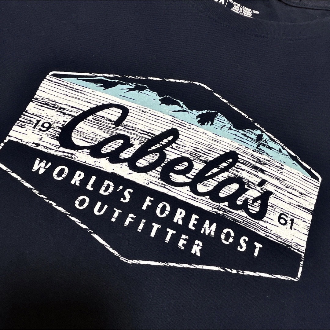 Cabela’s　Tシャツ　2XL　ネイビー　紺　プリント　ロゴ　USA古着 メンズのトップス(Tシャツ/カットソー(半袖/袖なし))の商品写真