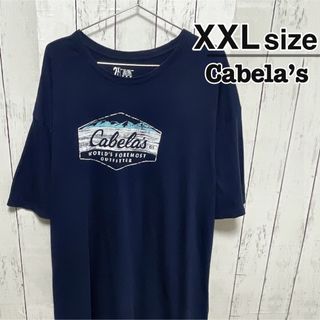 Cabela’s　Tシャツ　2XL　ネイビー　紺　プリント　ロゴ　USA古着(Tシャツ/カットソー(半袖/袖なし))