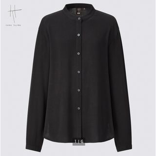 ユニクロ(UNIQLO)のユニクロ　レーヨンジョーゼットバンドカラーシャツ（長袖）(シャツ/ブラウス(長袖/七分))