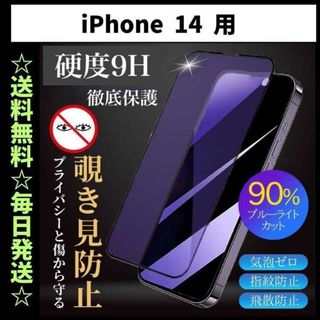 iPhone14 フィルム ブルーライトカット 覗き見防止 プライバシー(保護フィルム)