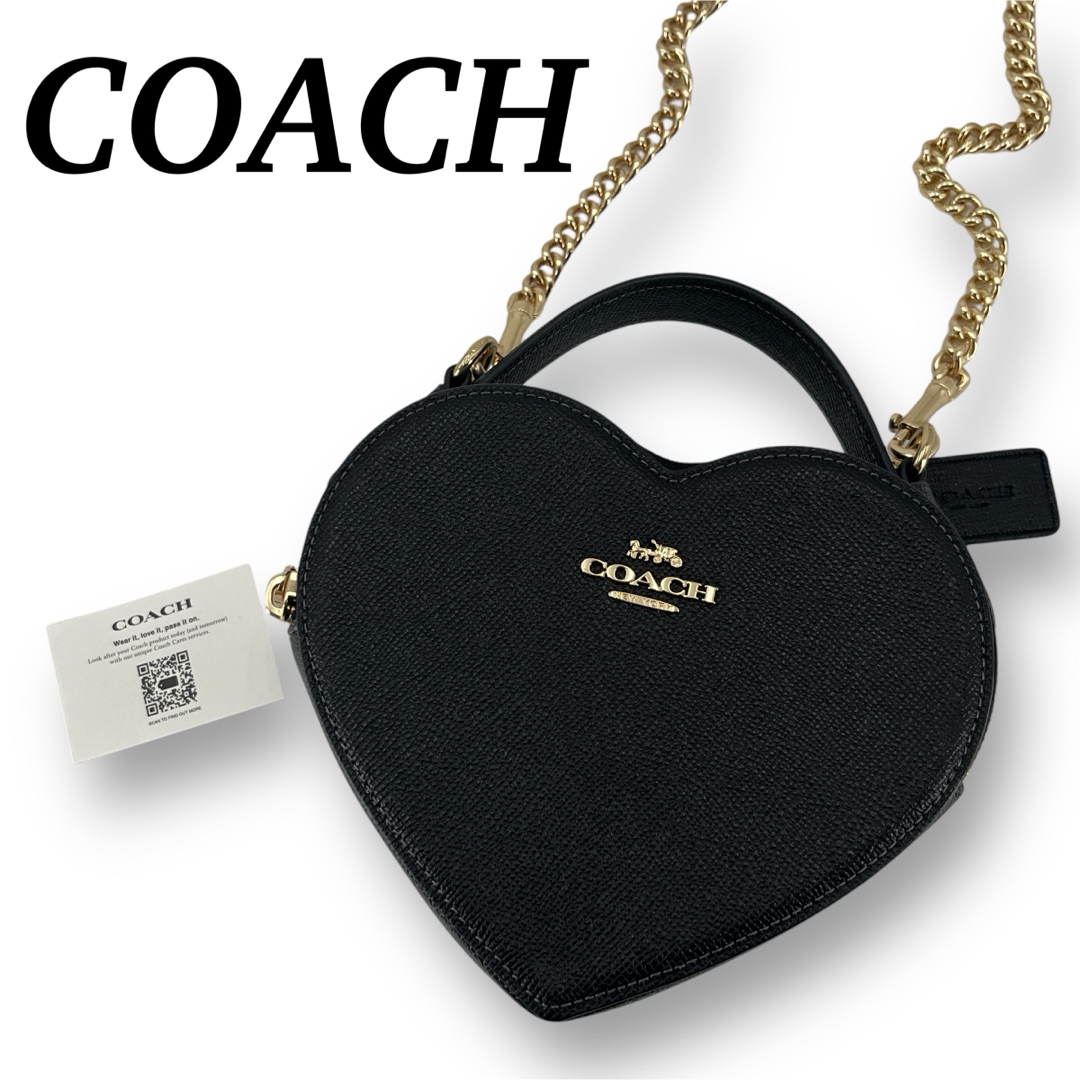 COACH(コーチ)の極美品　コーチ　2way  ショルダーバッグ　ハート　ゴールドチェーン　ブラック レディースのバッグ(ショルダーバッグ)の商品写真