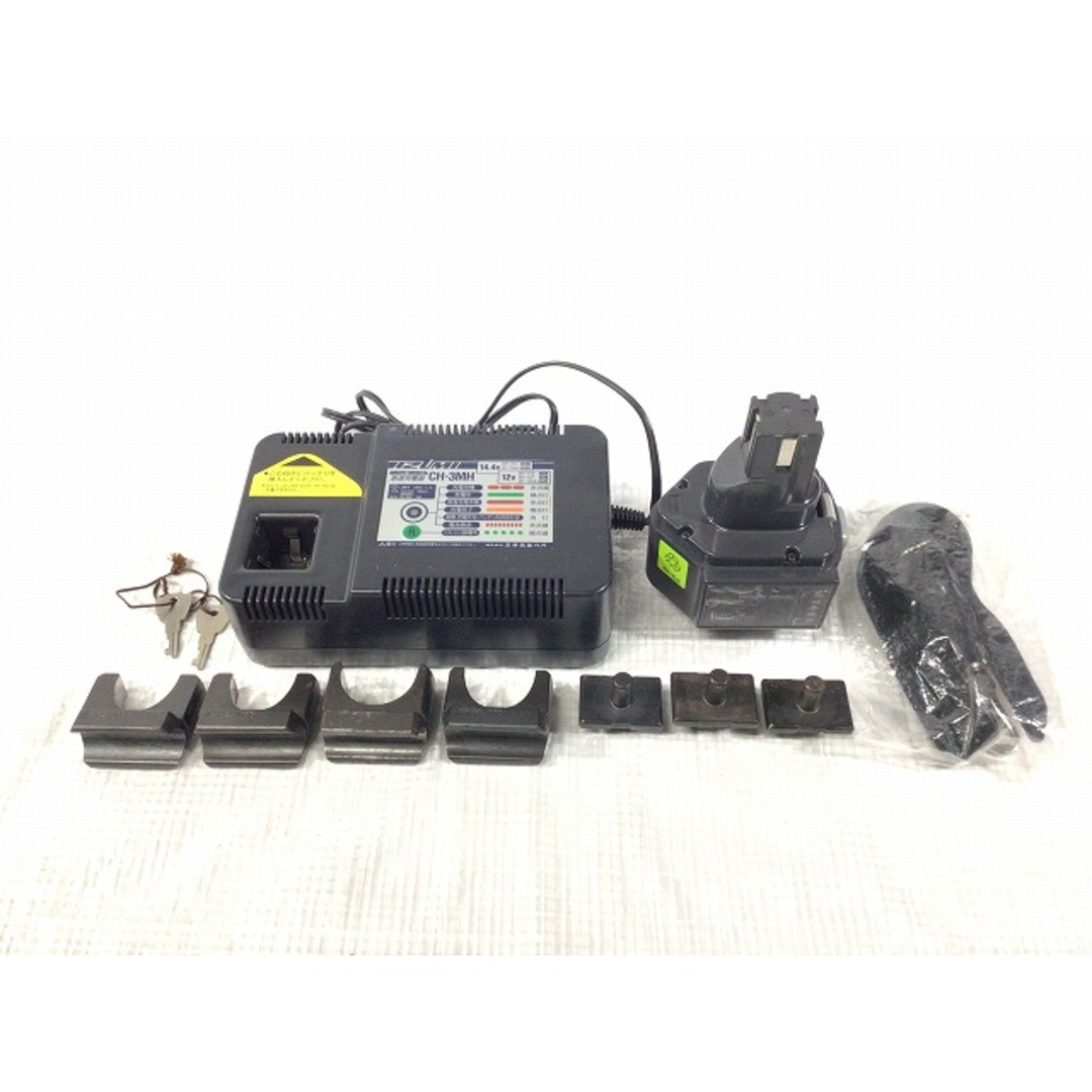 ☆中古品☆ IZUMI イズミ 泉精器 14.4V 充電式 電動油圧式圧着工具 REC-325CH バッテリー2個 充電器 ケース コマ付き 89828 自動車/バイクのバイク(工具)の商品写真