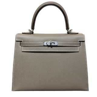 エルメス(Hermes)の　エルメス HERMES ケリー25 外縫い B刻印 エトゥープ/SV金具 エプソン レディース ショルダーバッグ(ショルダーバッグ)