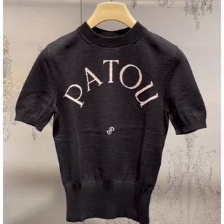 パトゥ(PATOU)の美品❂PATOU コットンブレンド ジャカード ニット トップ　半袖ニットxs(Tシャツ/カットソー(半袖/袖なし))