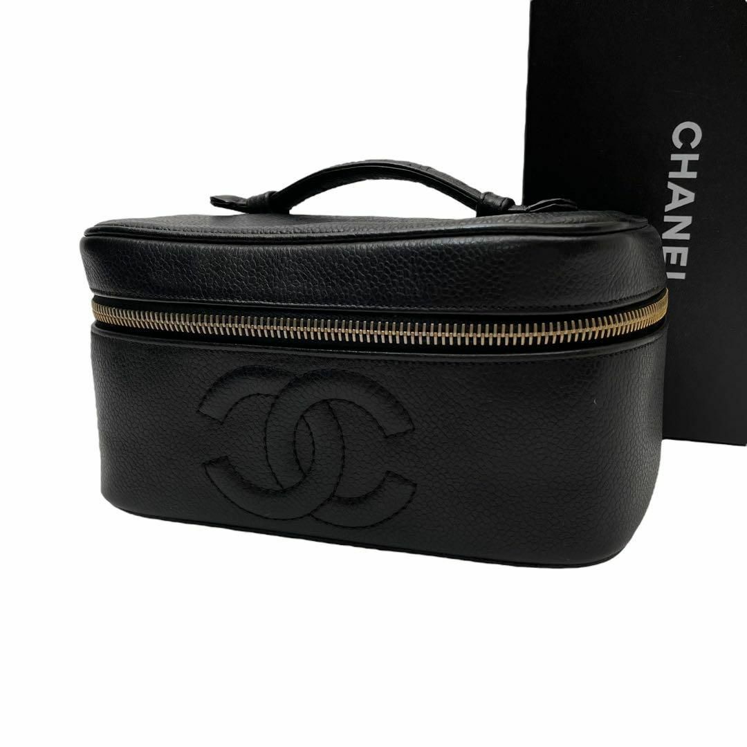 CHANEL(シャネル)のシャネル キャビアスキン レザー バニティ ポーチ ハンド バッグ ココマーク その他のその他(その他)の商品写真