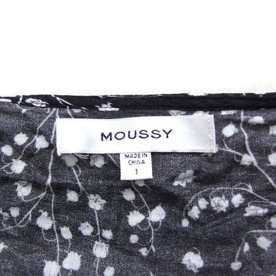 moussy(マウジー)のマウジー moussy 小花柄 ブラウス 半袖 ギャザー クロップド丈 1 黒 レディースのトップス(シャツ/ブラウス(半袖/袖なし))の商品写真