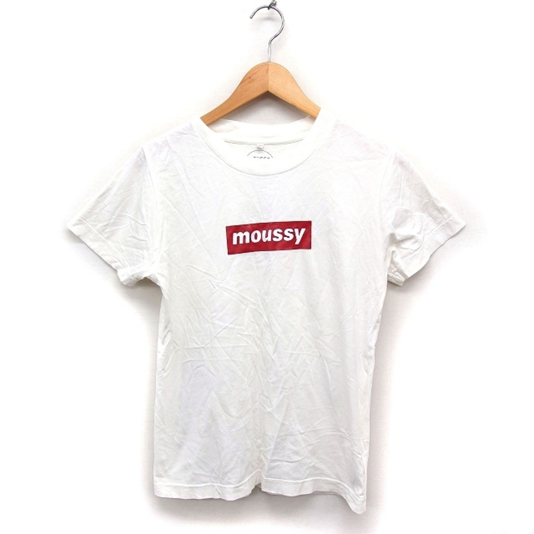 moussy(マウジー)のマウジー moussy ロゴプリントTシャツ カットソー 半袖 丸首 コットン レディースのトップス(Tシャツ(半袖/袖なし))の商品写真