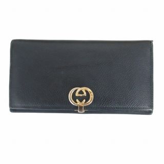 グッチ(Gucci)のグッチ GUCCI 留め具 長財布 ウォレット GG金具 紺 ネイビー 0415(長財布)