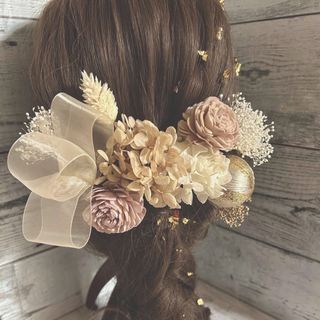 髪飾りドライフラワー成人式ヘッドドレス結婚式ヘアパーツ袴☆金箔シート☆(ヘアピン)