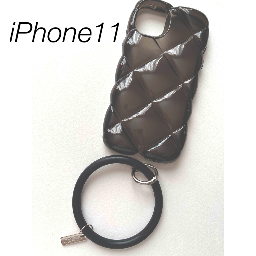 iPhone11キルティングブラッククリア持ち手リング付きiphone11ケース スマホ/家電/カメラのスマホアクセサリー(iPhoneケース)の商品写真