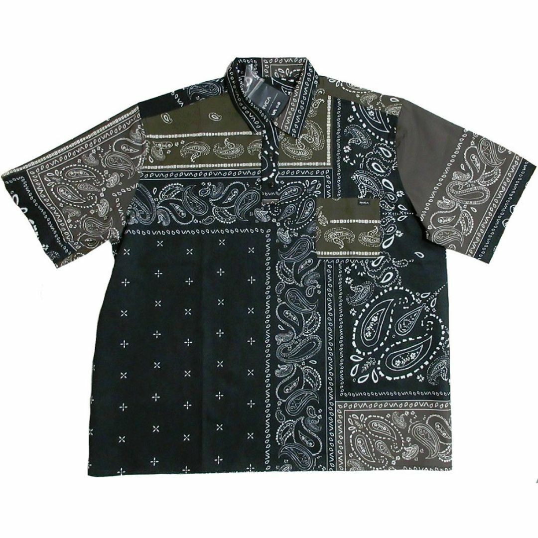 RVCA(ルーカ)のRVCA ルーカ バンダナ 半袖シャツ Lサイズ ブラック 胸ポケット付き 黒 メンズのトップス(シャツ)の商品写真