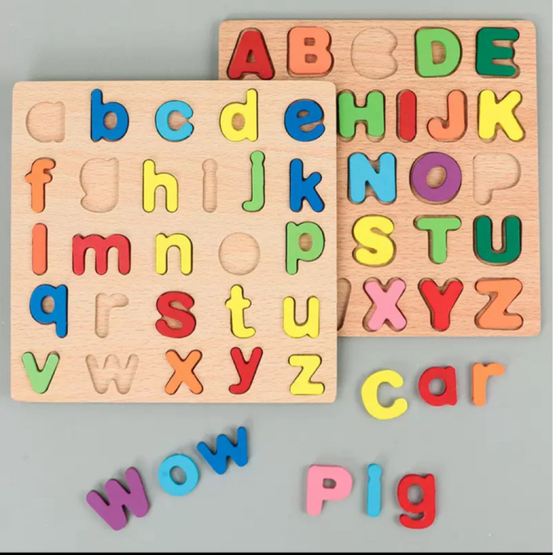 知育玩具　型はめパズル　幼児教育　木製パズル　モンテッソーリ　数　アルファベット キッズ/ベビー/マタニティのおもちゃ(知育玩具)の商品写真