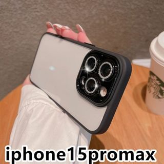 iphone15promaxケース  レンズ保護付き　ブラック1339(iPhoneケース)