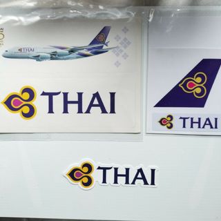 紫 SQ■４枚セット◆タイ国際航空/Thai Airways ステッカーシール(ステッカー（シール）)