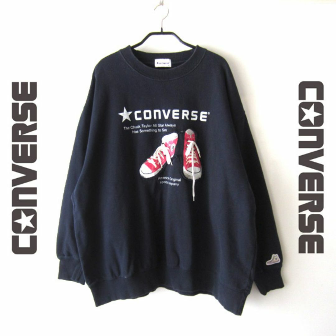 CONVERSE(コンバース)のCONVERSE／コンバース★　紐付きスニーカーワッペン 　トレーナー　4L メンズのトップス(スウェット)の商品写真