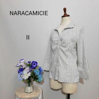 ナラカミーチェ(NARACAMICIE)のナラカミーチェ　極上美品　長袖ブラウス　ストライプ柄　Lサイズ(シャツ/ブラウス(長袖/七分))