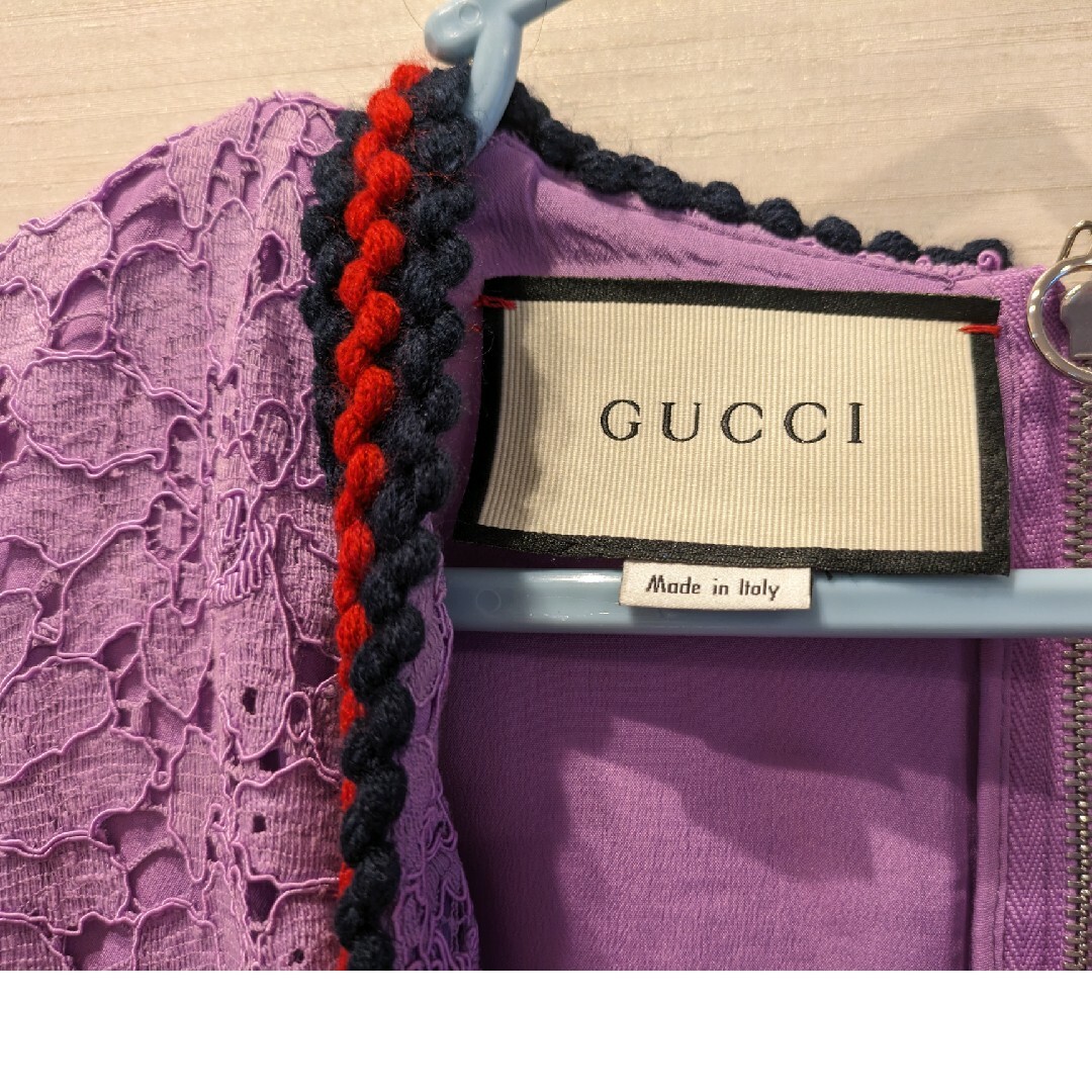 Gucci(グッチ)のGUCCI　パープルワンピース👗　明日まで出品します! レディースのワンピース(ひざ丈ワンピース)の商品写真