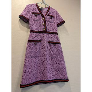 グッチ(Gucci)のGUCCI　パープルワンピース👗　明日まで出品します!(ひざ丈ワンピース)