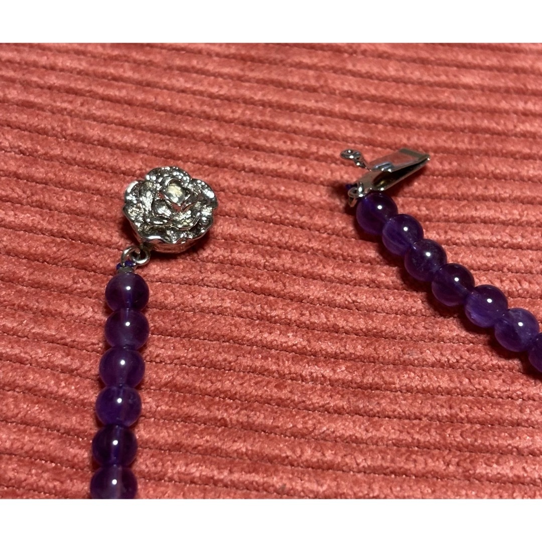 2月の誕生石 アメジスト【紫水晶】グラデーションネックレス 10㎜〜5㎜珠 レディースのアクセサリー(ネックレス)の商品写真