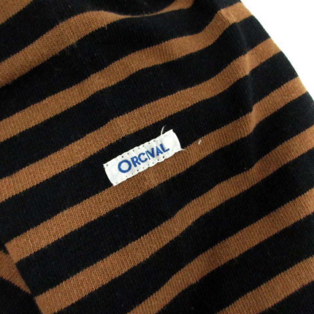 ORCIVAL(オーシバル)のORCIVAL カットソー 長袖 ロゴ フランス製 ボーダー 茶 黒 2 レディースのトップス(カットソー(長袖/七分))の商品写真