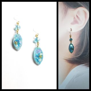 No.1397-E　海色☆ピアス・イヤリング(ゴールド)(ピアス)