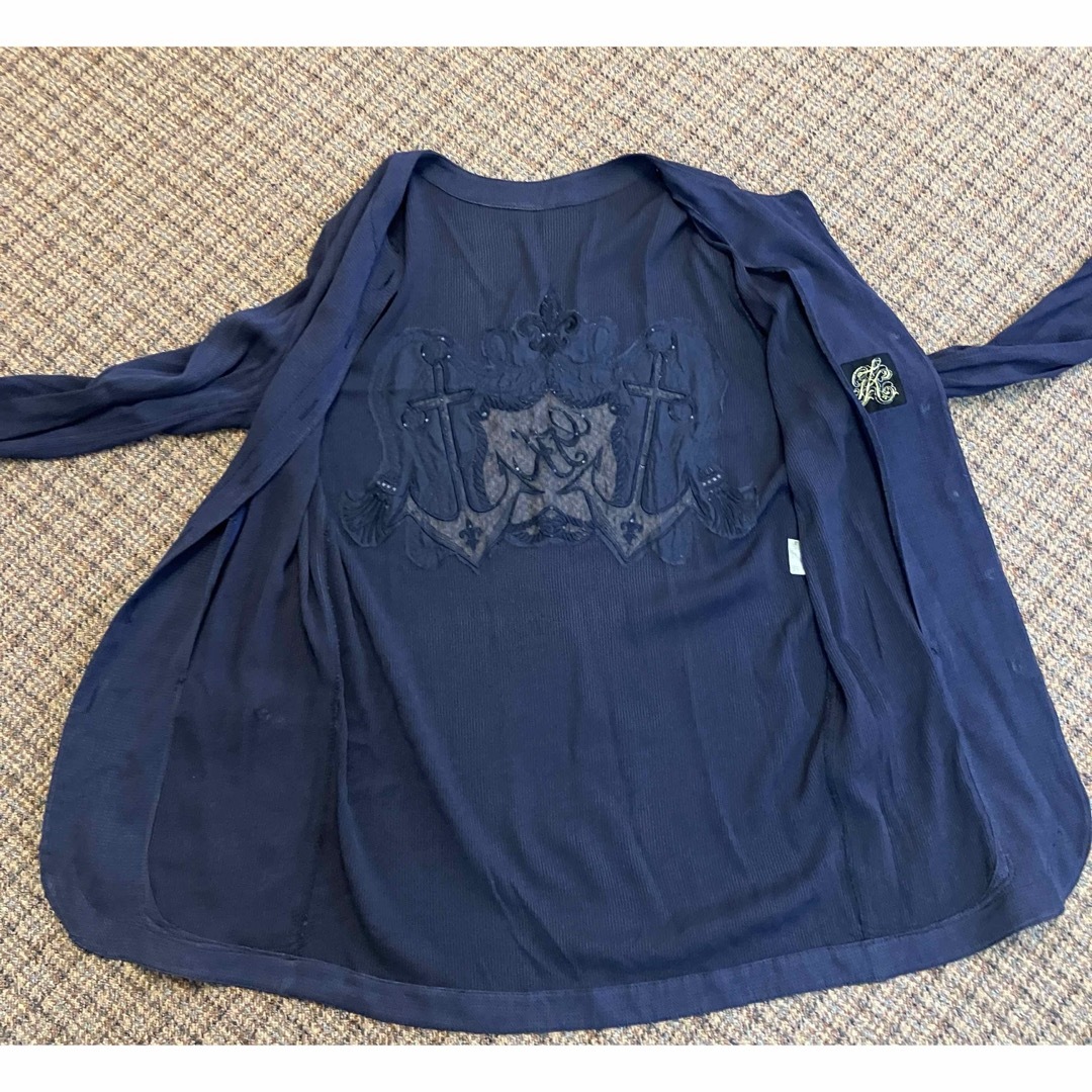 伊太利屋(イタリヤ)の伊太利屋　刺繍　ネイビー　ジャケット レディースのジャケット/アウター(ノーカラージャケット)の商品写真