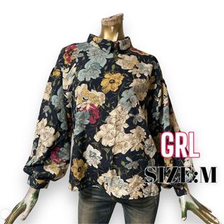 グレイル(GRL)のGRL ♥ 襟付き ボリュームスリーブ 花柄 フラワー ブラウス(シャツ/ブラウス(長袖/七分))