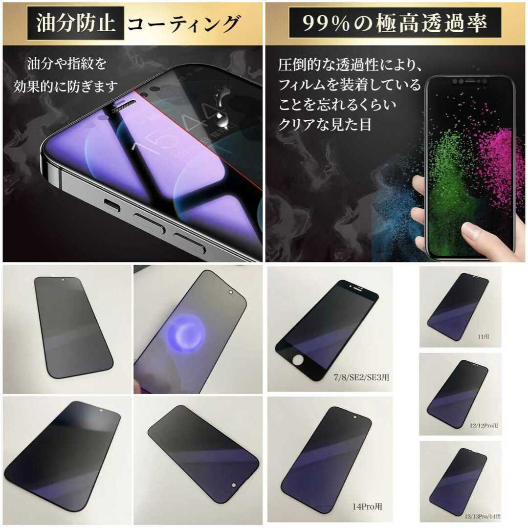 iPhone8 フィルム ガラス ブルーライトカット 覗き見防止 プライバシー スマホ/家電/カメラのスマホアクセサリー(保護フィルム)の商品写真