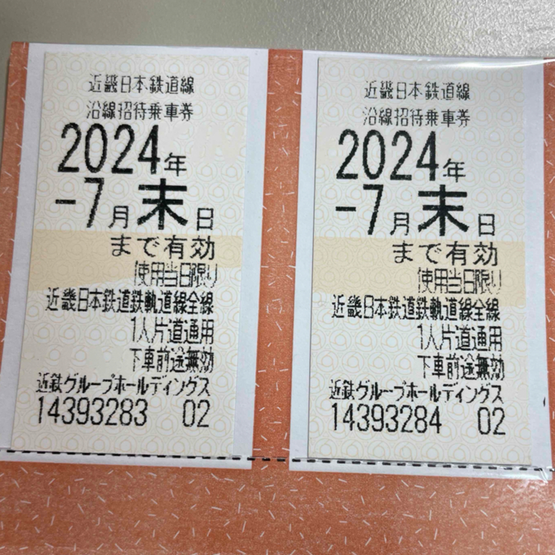 近鉄百貨店(キンテツヒャッカテン)の★近鉄優待2枚セット⚫︎24年7月末まで⚫︎送料無料　　 チケットの乗車券/交通券(鉄道乗車券)の商品写真