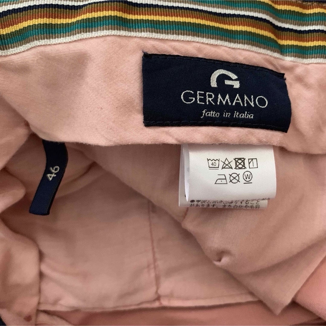 GERMANO(ジェルマーノ)の未使用/GERMANO/サーモンピンク/ワンプリーツ/コットンパンツ メンズのパンツ(チノパン)の商品写真