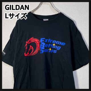 ギルタン(GILDAN)の【ギルダン】半袖Tシャツ　アニマル　馬　企業ロゴ　ブラック　デカプリント42(Tシャツ/カットソー(半袖/袖なし))