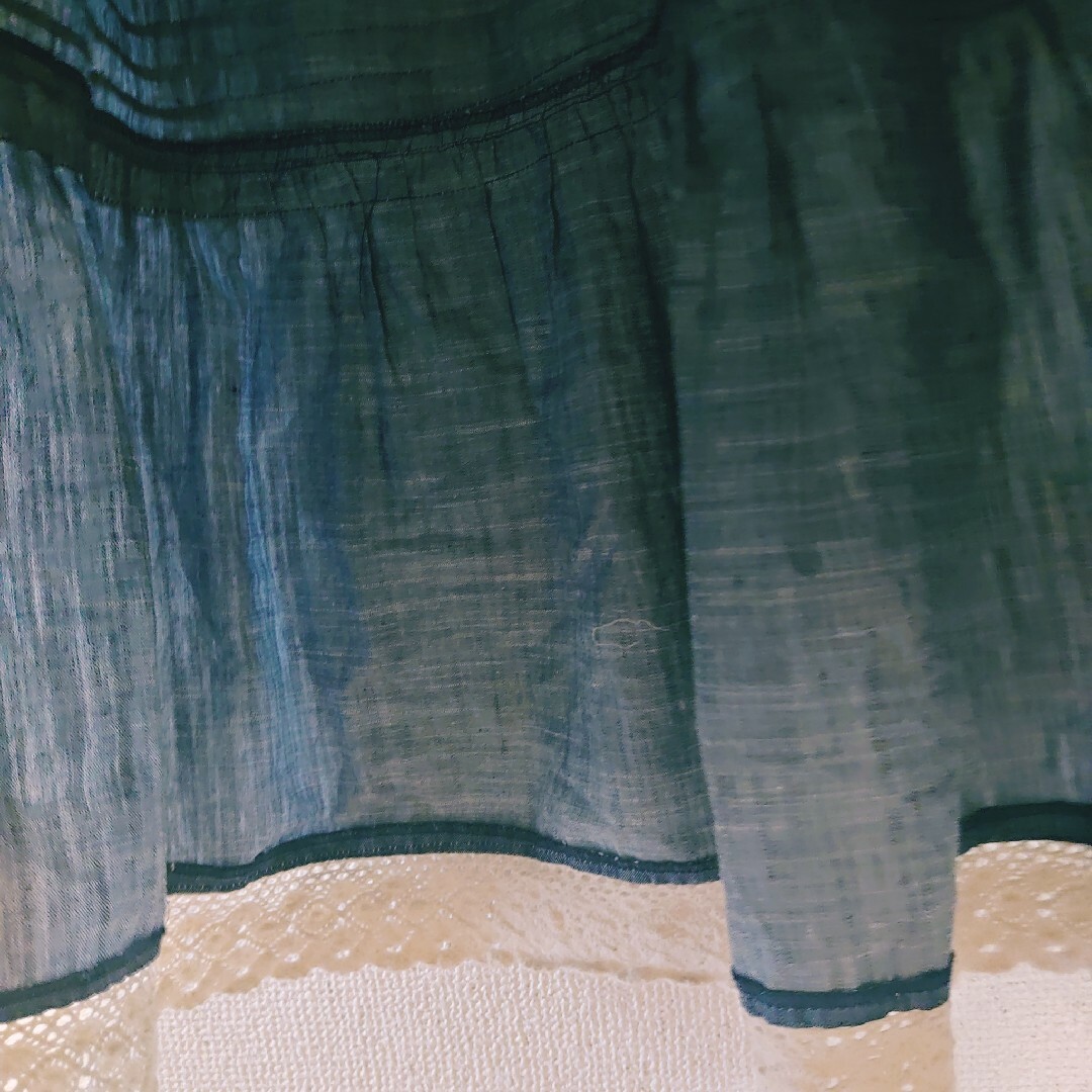 裾レースデニムロングフレアーティアードスカート レディースのスカート(ロングスカート)の商品写真
